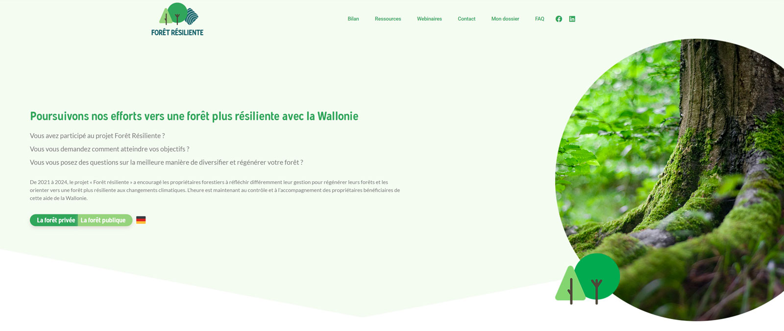 capture d'écran du site forêt résiliente